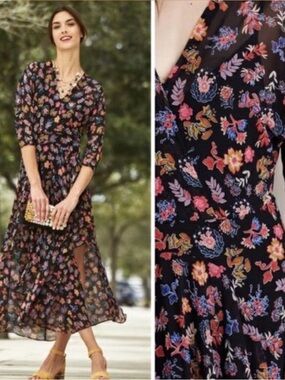 Anthropologie HD in Paris women's floral sheer maxi dress.